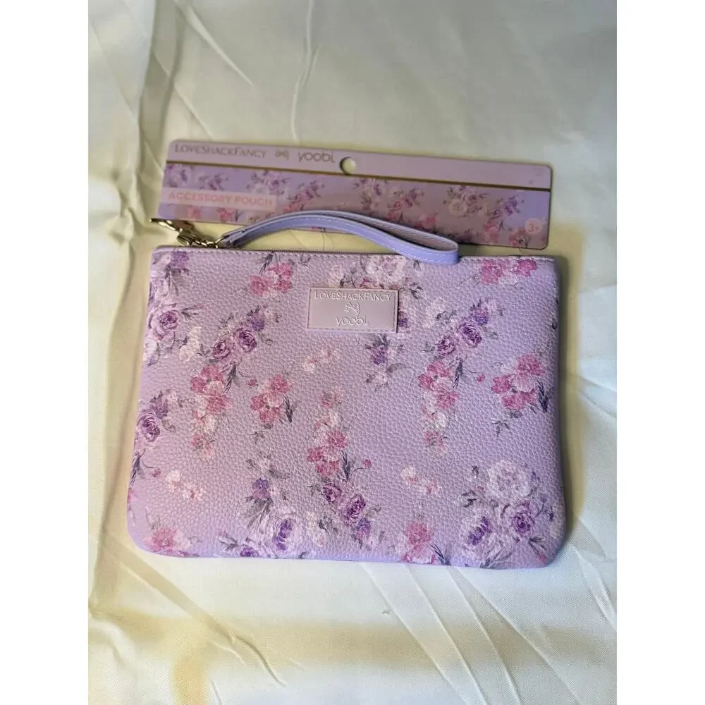 LoveShackFancy xTarget Yoobi Happy Thoughts Hibiscus Flat Zip Case w/strap NWT
